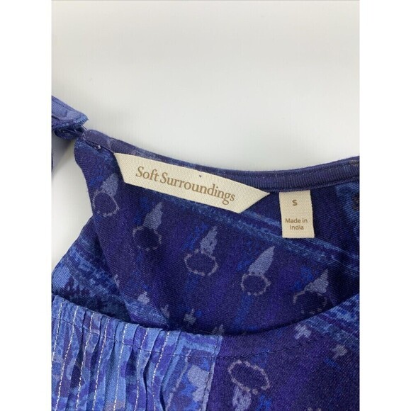 Soft Surroundings Sitarra Dress Aria Blue Long Sleeve Midi Stretch Womens Small - Picture 9 of 12